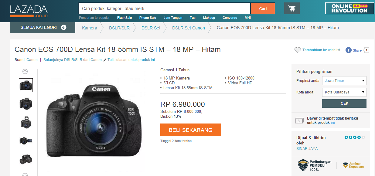 Canon EOS 700D : Penawaran Paling Murah dari 4 Toko Online 