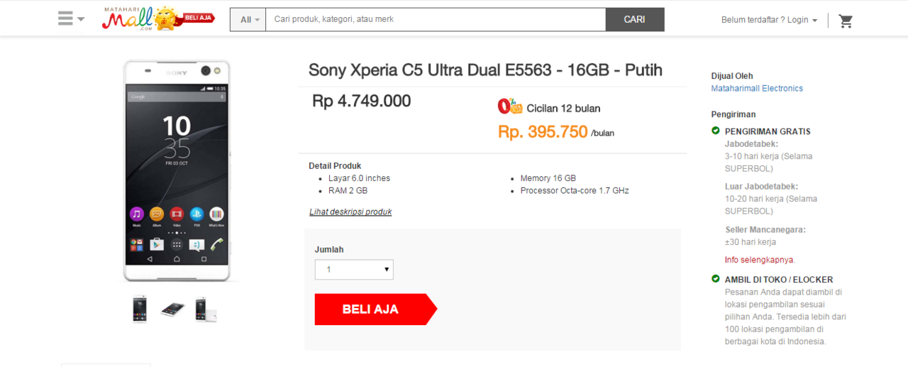 SONY EXPERIA C5 ULTRA : PENAWARAN TERMURAH HANYA DI HARBOLNAS !!! BURUAN GAN!!