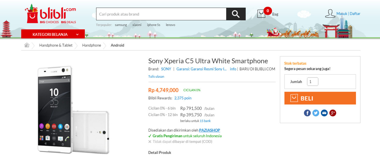 SONY EXPERIA C5 ULTRA : PENAWARAN TERMURAH HANYA DI HARBOLNAS !!! BURUAN GAN!!