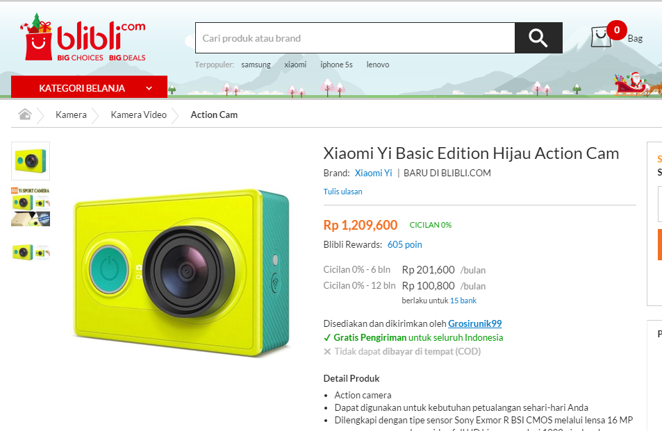 Xiaomi Yi Action Camera - Green : Nyari yang murah di sini Gan