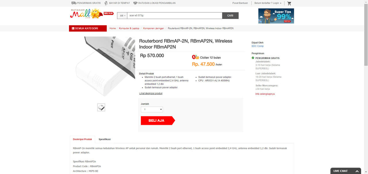 Wirelless Indoor RBMAP2N Temukan penawaran terbaik dari 3 toko online di sini !