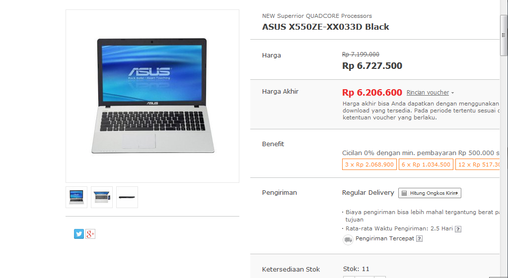 ASUS X550ZE-XX033D Laptop Gaming Murah, 3 Perbandingan toko online di Indonesia