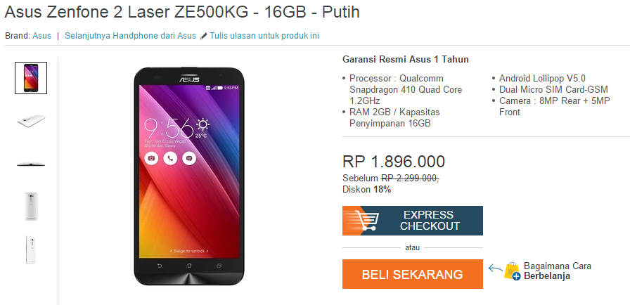 ASUS Zenfone 2 Laser &#91;ZE500KG&#93; : mencari harga yang paling bersahabat