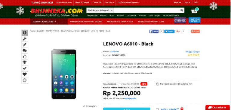 Lenovo A6010 : Cek harga paling murah disini!