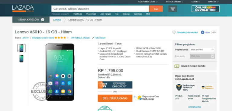 Lenovo A6010 : Cek harga paling murah disini!