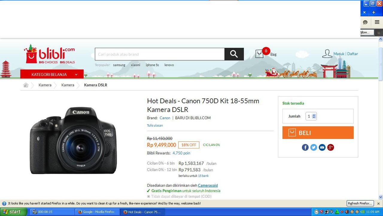 Kamera CANON 750D 18-55mm kit, yuk mampir
