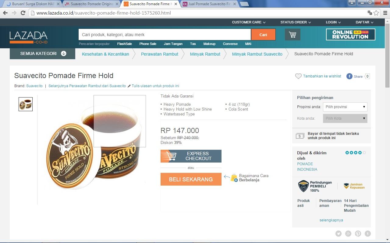 Suavecito Firme Hold Pomade Ngintip dari 3 E-Commerce Yang Sesuai Kantong Mahasiswa