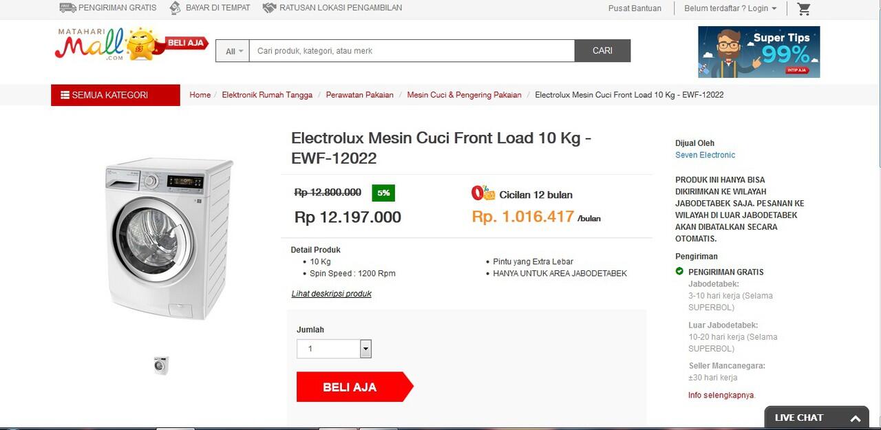 Electrolux EWF12022: Penawaran yang paling bagus yang mana nih gan?