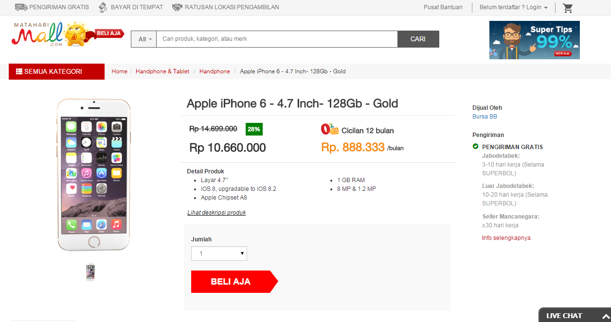 iPhone 6 128 GB Termurah Hasil Survey Ane