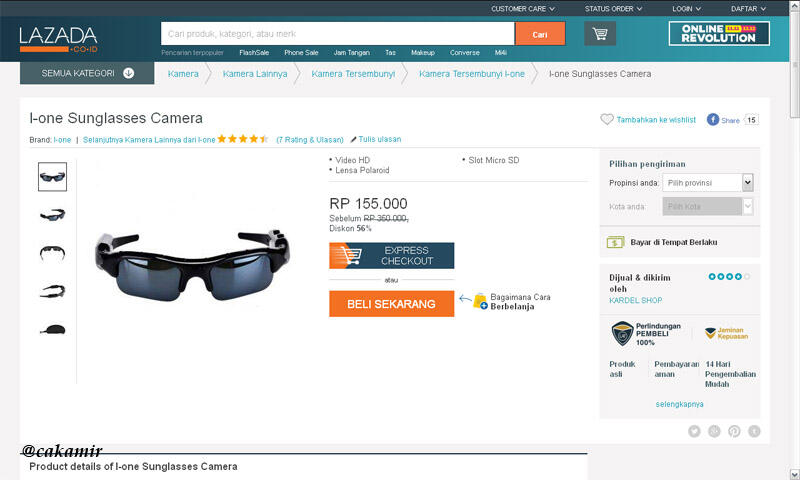 I-one Sunglasses Camera: Kamera Pengintai Model Kacamata ala James Bond