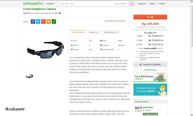 I-one Sunglasses Camera: Kamera Pengintai Model Kacamata ala James Bond