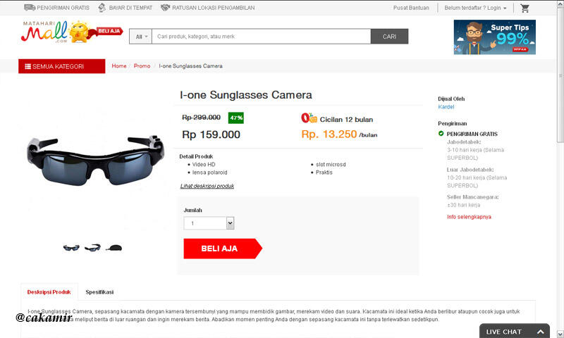 I-one Sunglasses Camera: Kamera Pengintai Model Kacamata ala James Bond