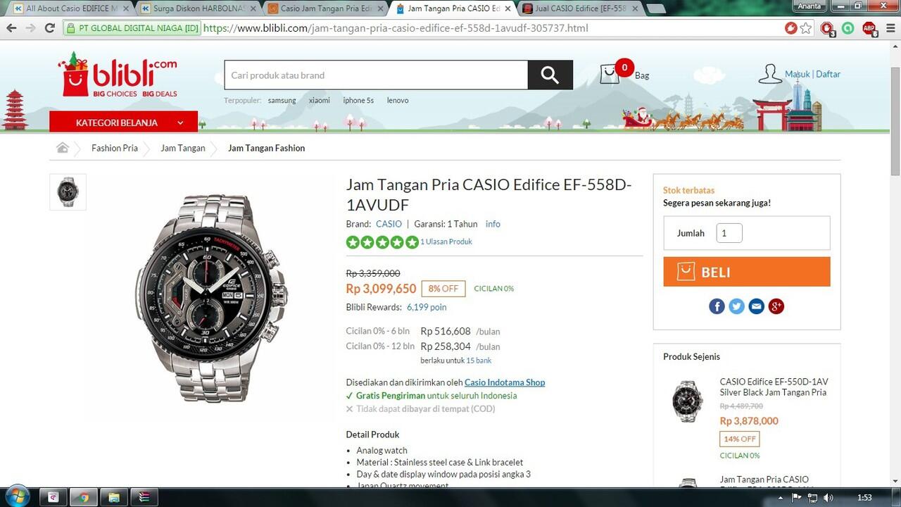 &#91;HARBOLNAS&#93; CASIO Edifice EF-558D-1AV: Lapak Termurah Dimana Ya?
