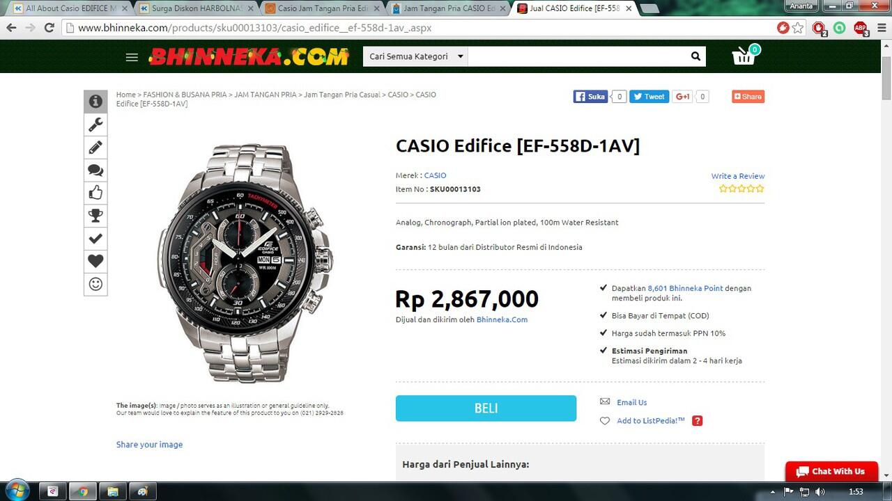 &#91;HARBOLNAS&#93; CASIO Edifice EF-558D-1AV: Lapak Termurah Dimana Ya?