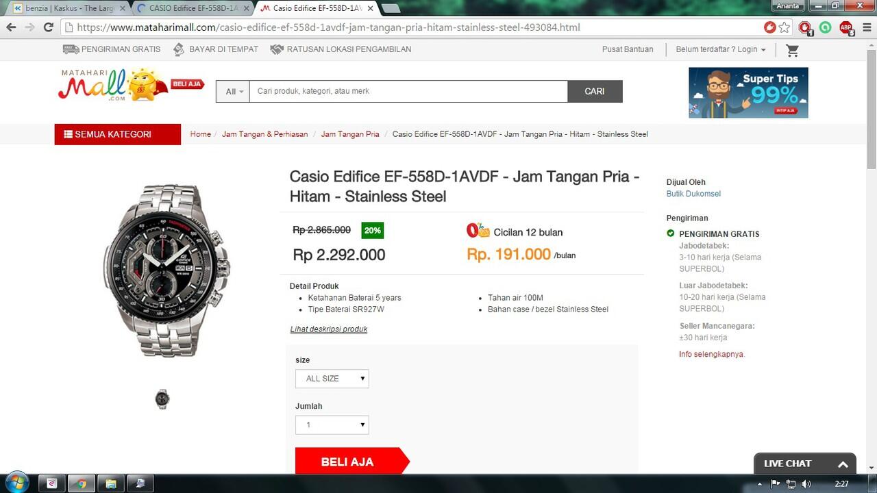 &#91;HARBOLNAS&#93; CASIO Edifice EF-558D-1AV: Lapak Termurah Dimana Ya?