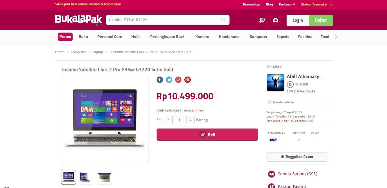 Toshiba Satellite Click 2 Pro P35W-B3220 - Laptop Kekinian, cek dimari gan !