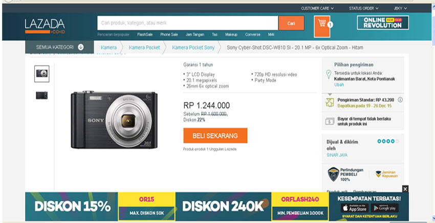 Sony Cyber-Shot DSC-W810: Perang Harga di 3 situs E-commerce