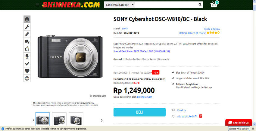 Sony Cyber-Shot DSC-W810: Perang Harga di 3 situs E-commerce