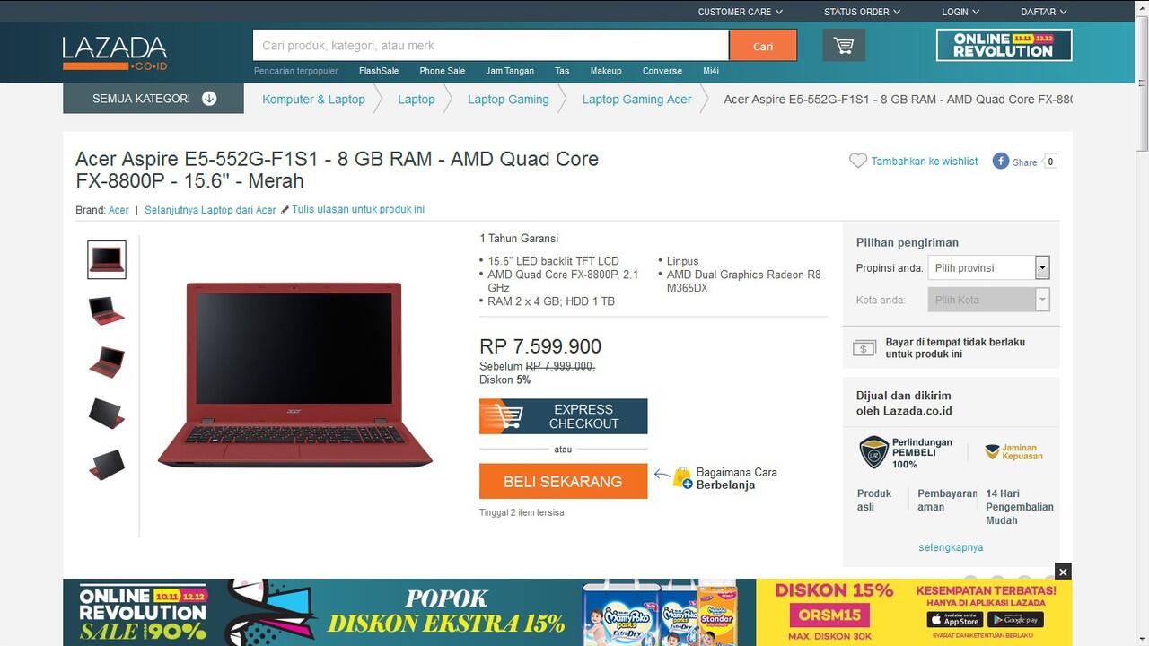 Acer Aspire E5-552G, Notebook Andalan : Temukan Harga Terbaik Dari 3 Toko Online