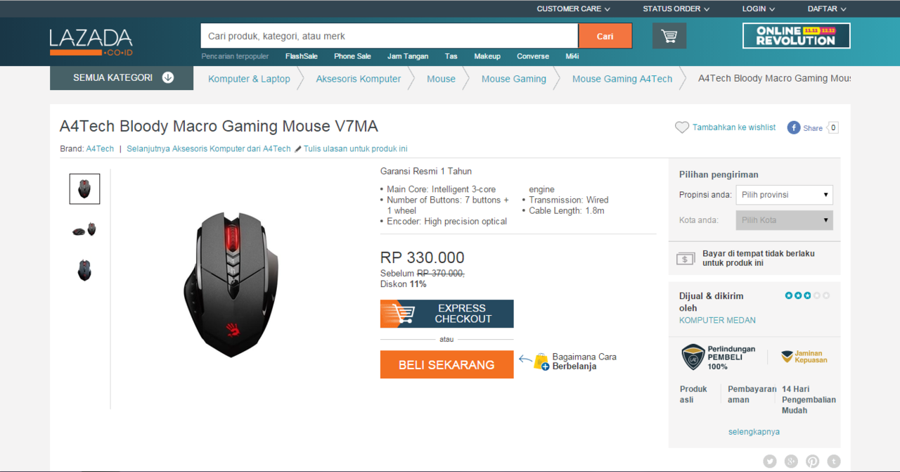 Mouse Gaming Bloody V7MA : Manakah yang Lebih Murah ?