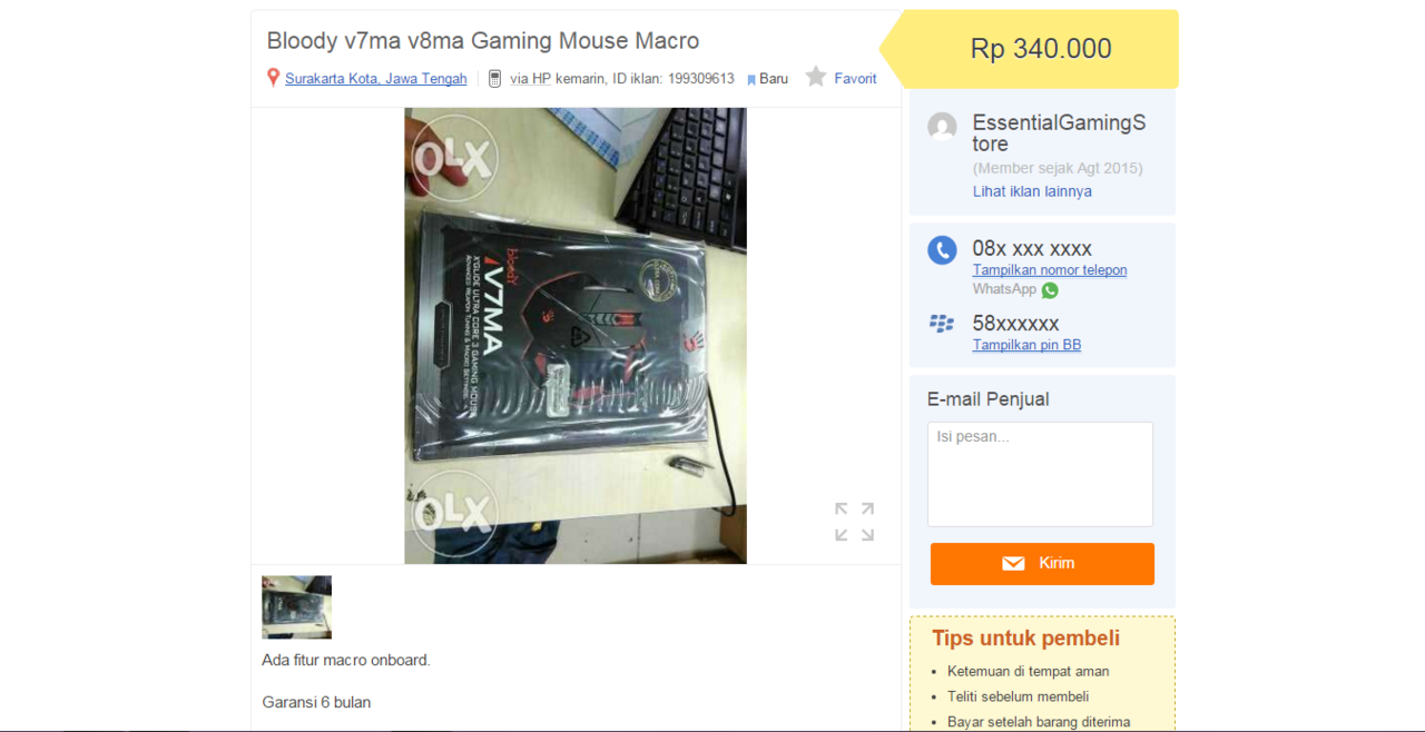 Mouse Gaming Bloody V7MA : Manakah yang Lebih Murah ?