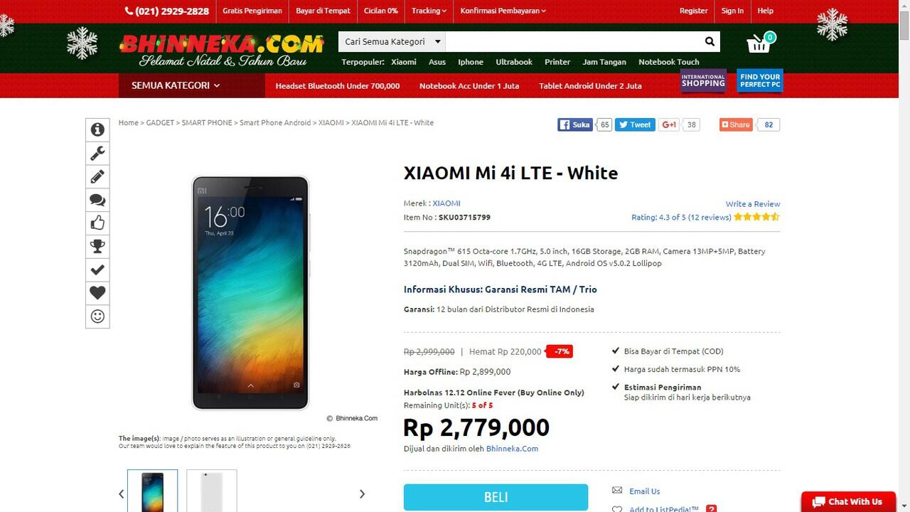 Xiaomi Mi4i - Temukan penawaran terbaik dari 3 toko online di sini