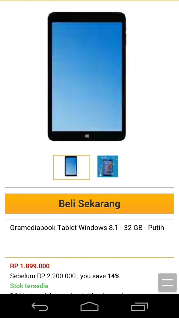 Gramediabook tablet ber-otak Intel dengan OS Window 8.1