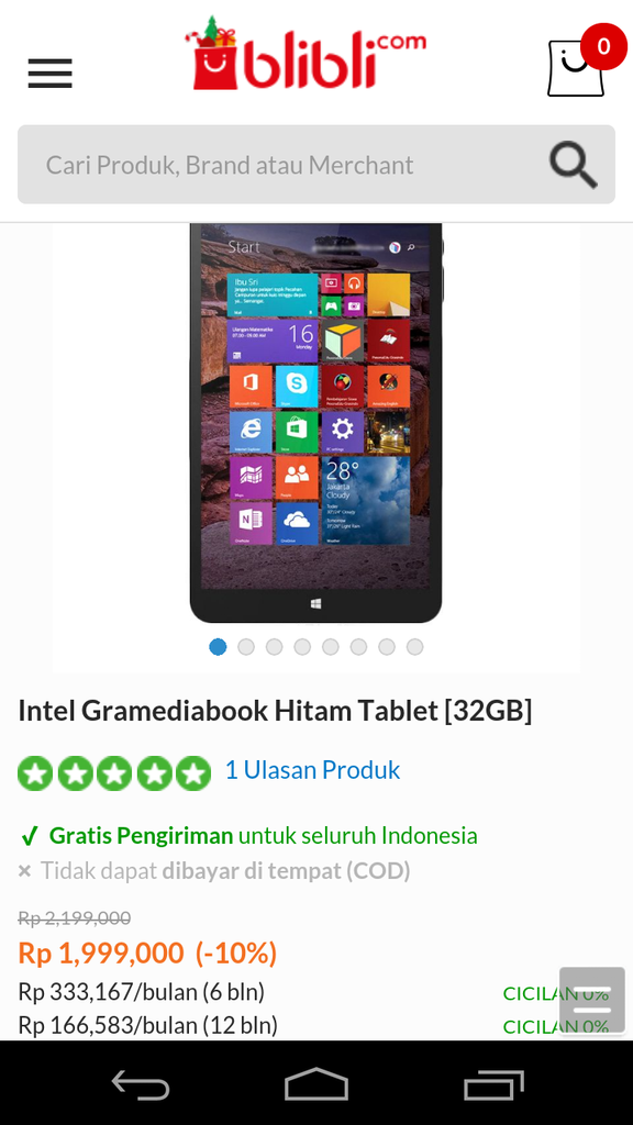 Gramediabook tablet ber-otak Intel dengan OS Window 8.1