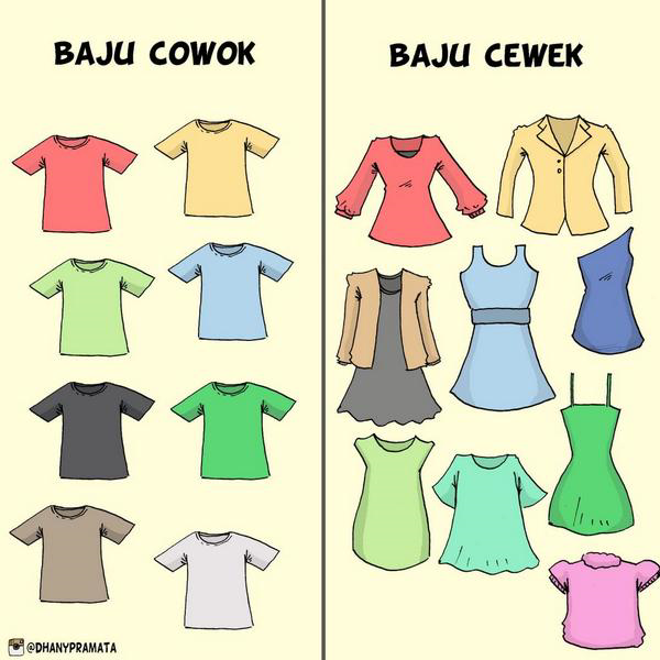 23 Ilustrasi lucu beda cowok dan cewek