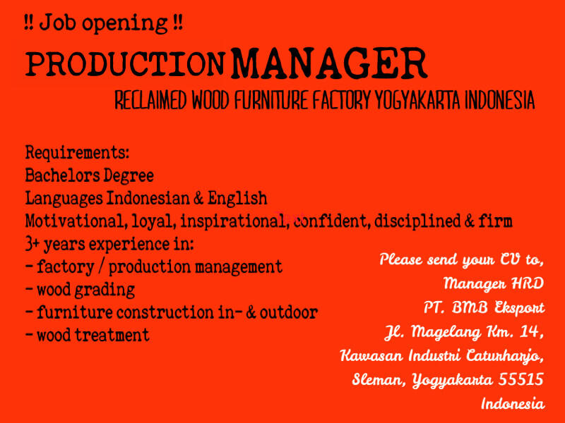 Buka Lowongan Manager Produksi (Yogyakarta)
