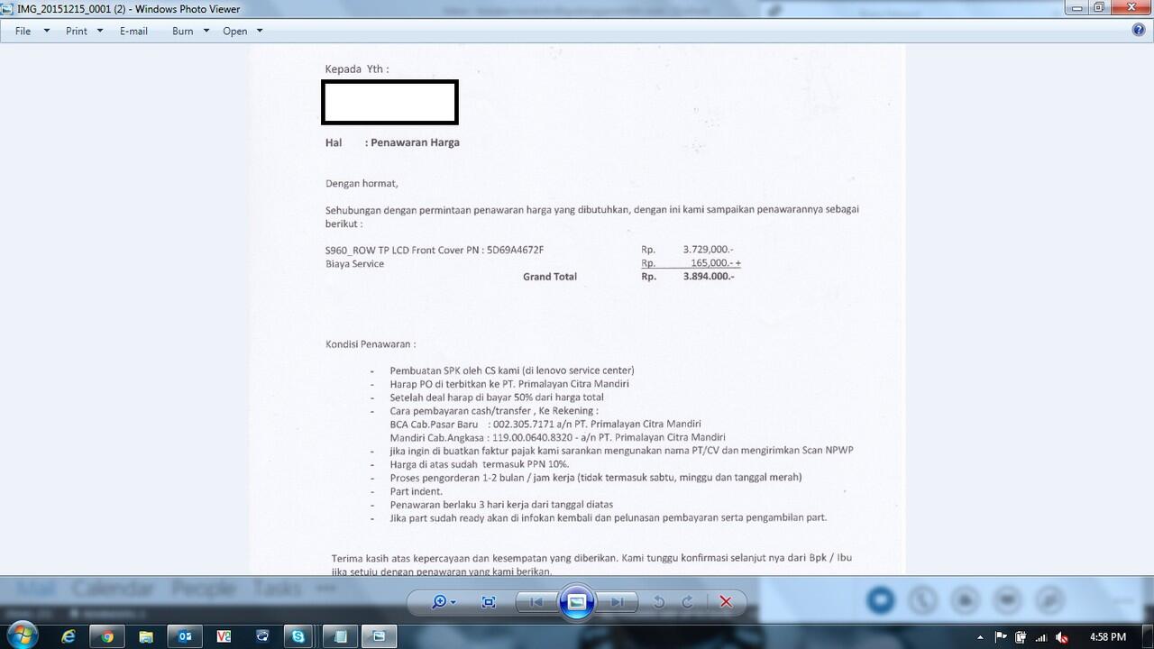 Apakah Service LENOVO Vibe X Semahal ini ?