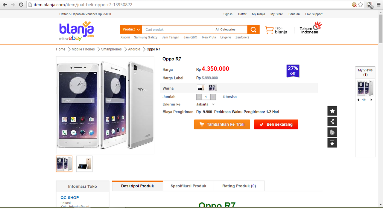 Oppo R7:Hp keren dengan penawaran keren dari toko ini gan