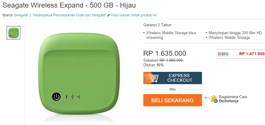 SEAGATE Wireless Mobile Storage 500GB