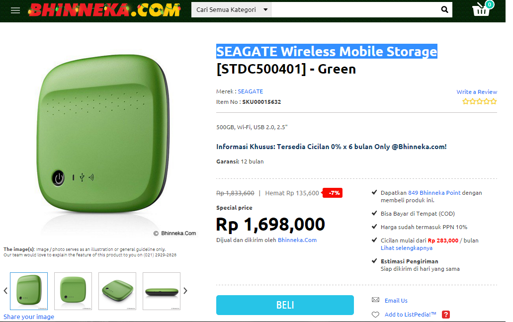 SEAGATE Wireless Mobile Storage 500GB