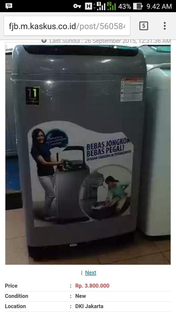 Mesin Cuci Samsung Bebas WA85H4000HA