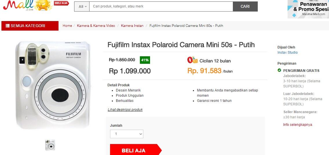 mau nyari kamera fujifilm instax mini 50s nih