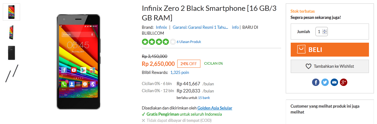 Infinix Zero 2 : Temukan kecanggihan dengan harga terjangkau