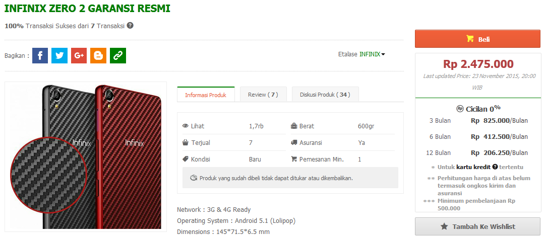 Infinix Zero 2 : Temukan kecanggihan dengan harga terjangkau