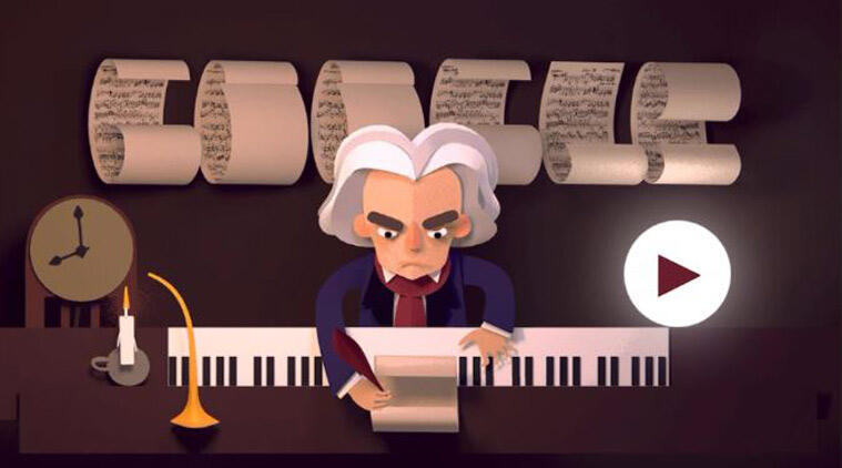 Ludwig van Beethoven muncul di icon Google
