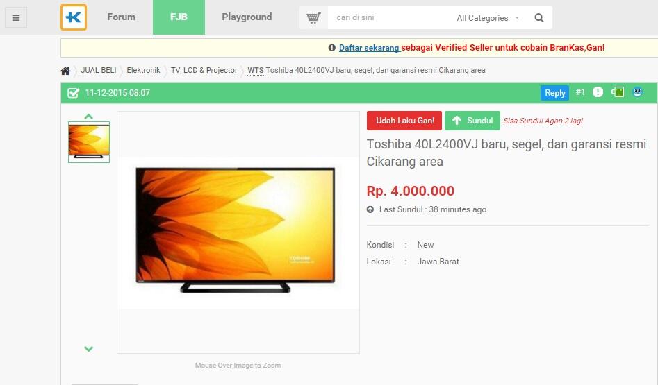 Toshiba 40L2400VJ - Pilihan Harga untuk TV 40' dengan kualitas terbaik