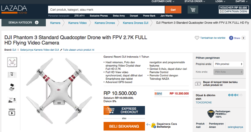 DJI Phantom 3 Standard - perbandingan terbaik dari 3 toko online disini