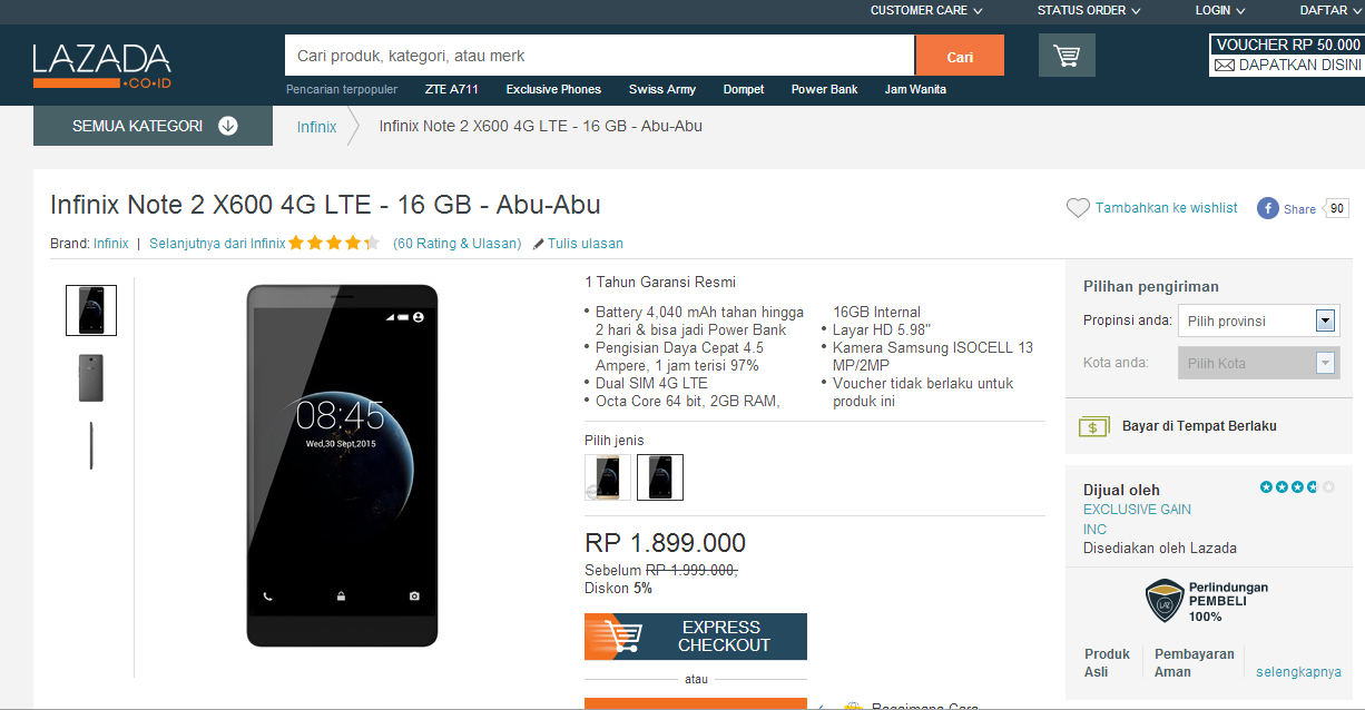 Infinix Note 2 X600 4G LTE Temukan Penawaran Terbaikmu Di Sini (HOT)