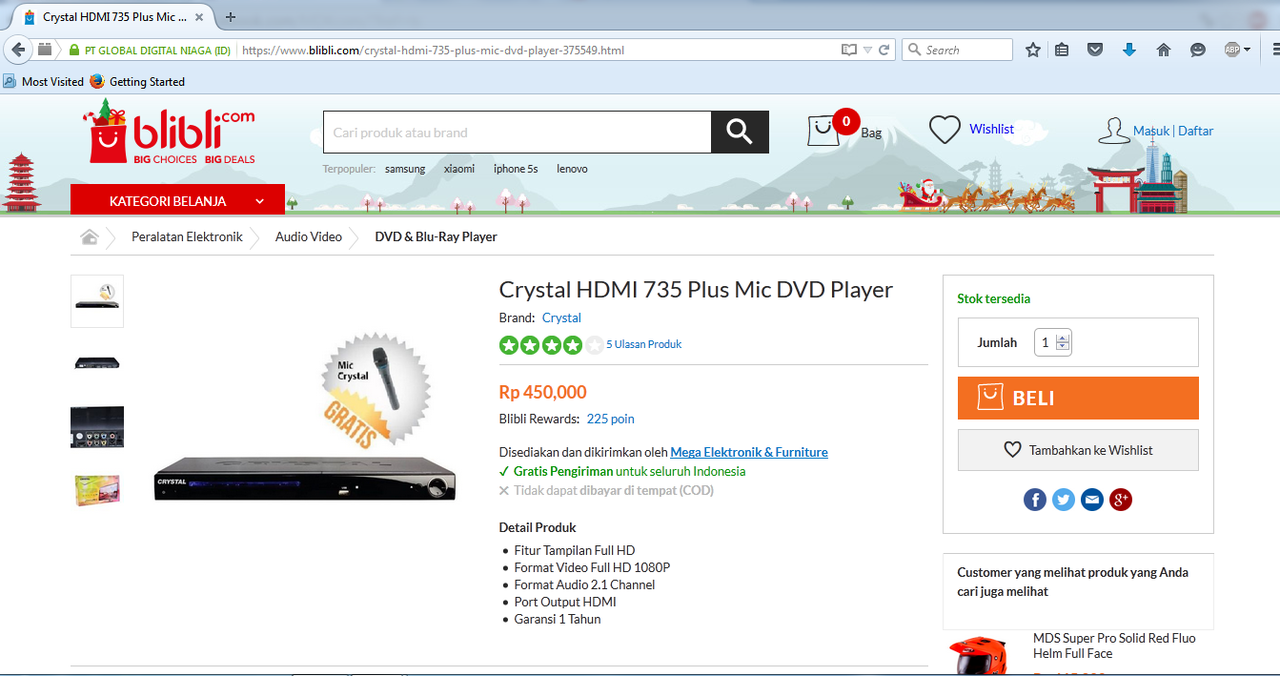 CRYSTAL DVD Player HDMI 735 Plus Mic, bikin suara agan merdu