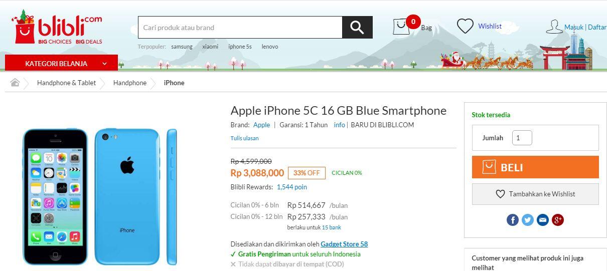 Iphone 5c 16Gb : Apple Produk yang sesuai dengan Kantongmu!!