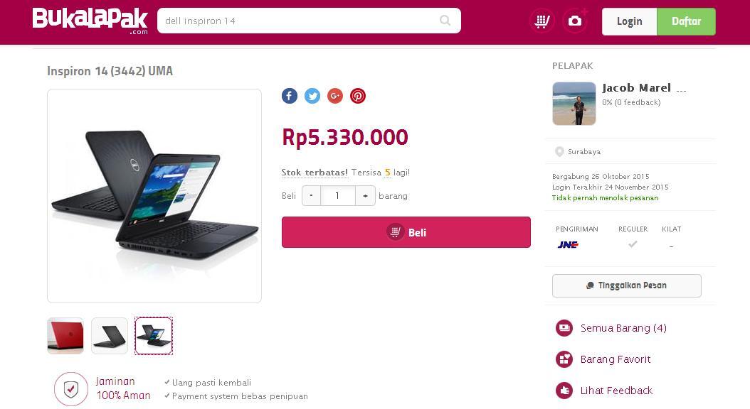 Dell Inspiron 14 - 3442 i3 : Temukan Best Price dari 5 Olshop disini Gan!