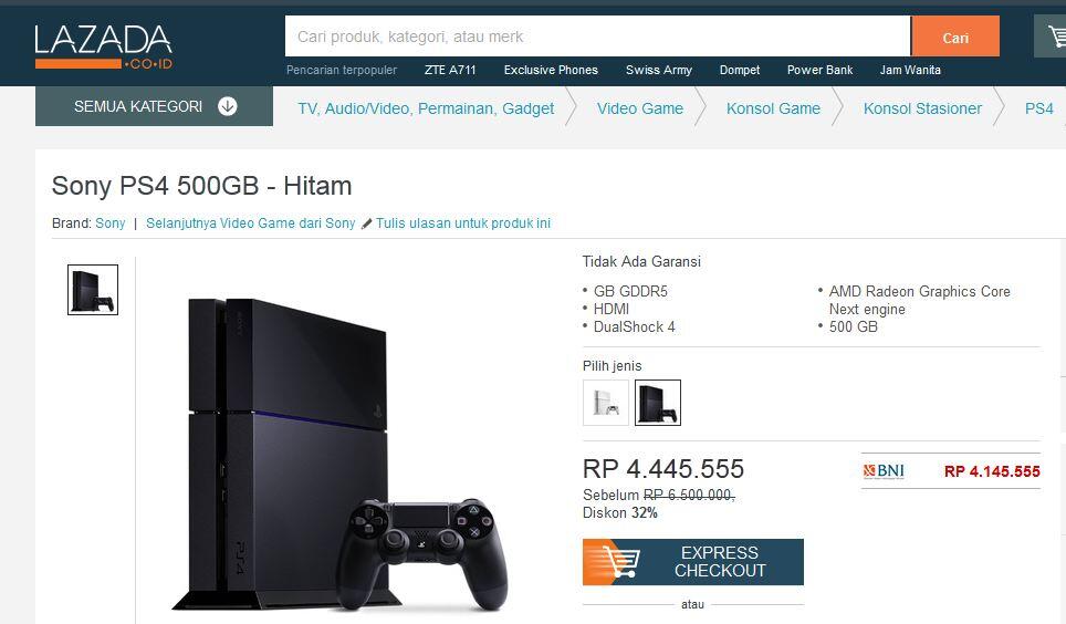 PS4 , Harga Terbaik dari 3 toko online di INDONESIA