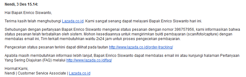 Sangat Kecewa dengan Pelayanan Lazada