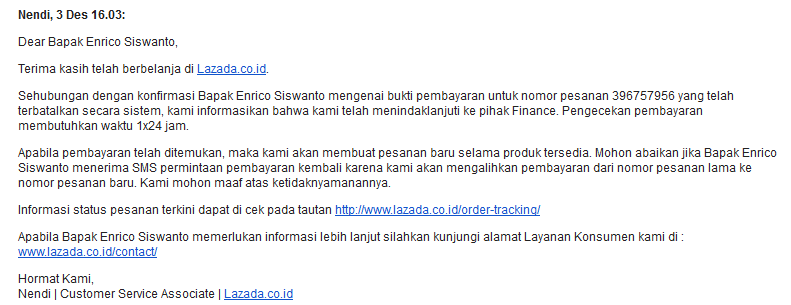 Sangat Kecewa dengan Pelayanan Lazada