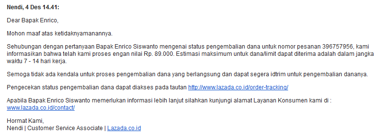 Sangat Kecewa dengan Pelayanan Lazada
