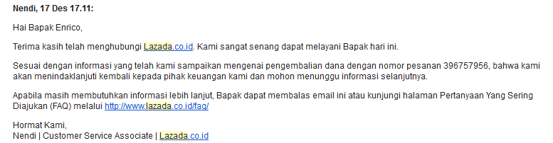Sangat Kecewa dengan Pelayanan Lazada
